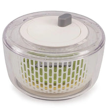 Salad preparation chopper bowl with clear lid and gray knob