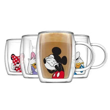 Set of four double-wall glass mugs with Disney peek-a-boo character prints