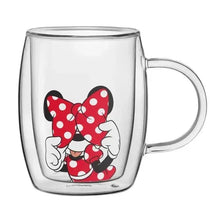 Double-wall glass mug with Minnie Mouse in red polka-dot bow and white gloves