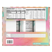 Joyburst hydration drink carton back with Nutrition Facts, barcode, 18 cartons