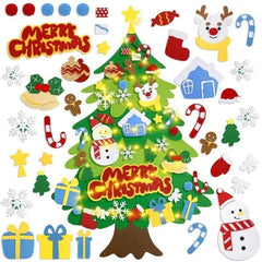 Jubtucc DIY Felt Christmas Tree Set with Light String, 38 Pcs Christmas Ornaments, 3.6 ft Wall Hanging Christmas Decorations for Kids Gifts New Year - USA MEGA SHOP