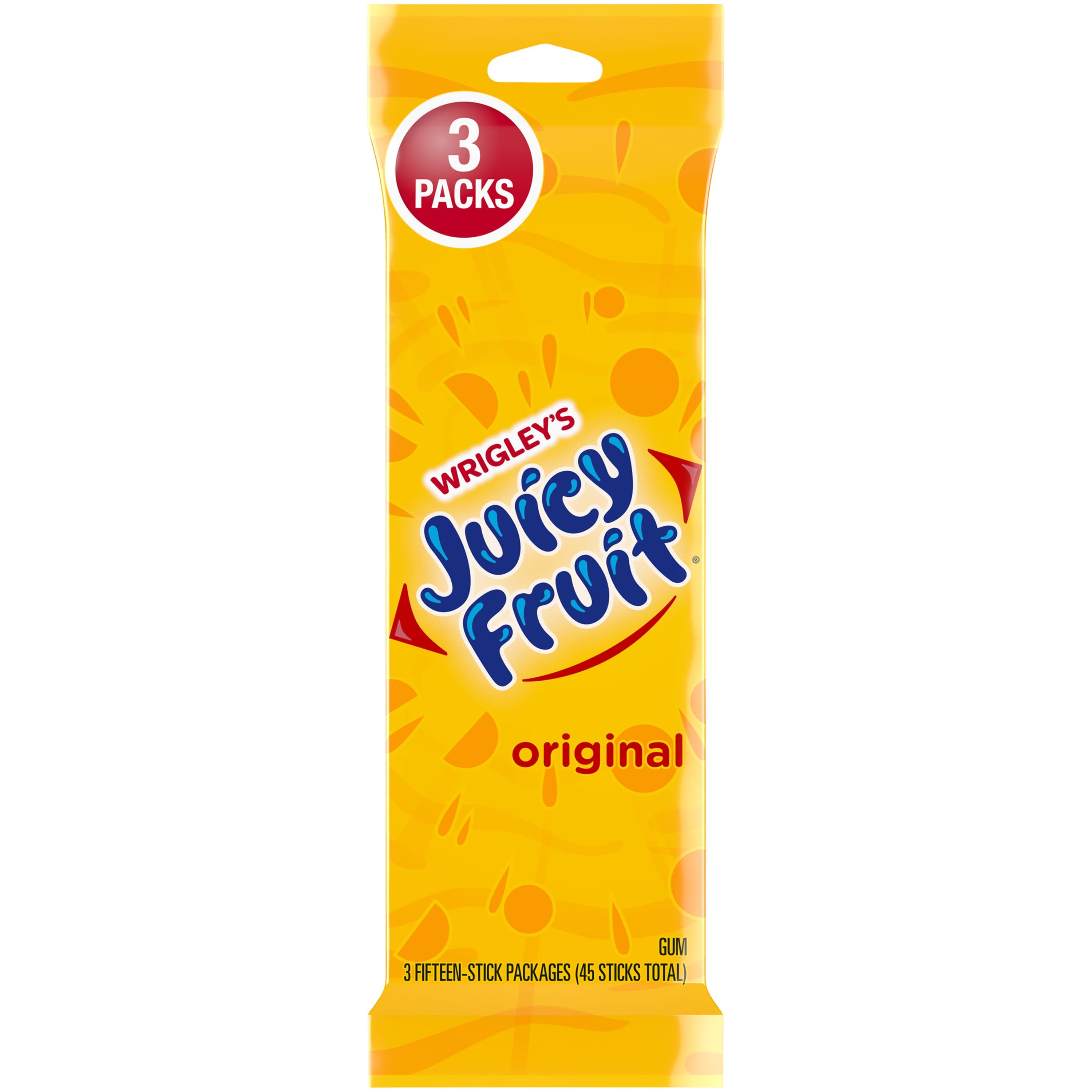 Juicy Fruit Original Bubble Gum, Single Pack - 15 Pieces