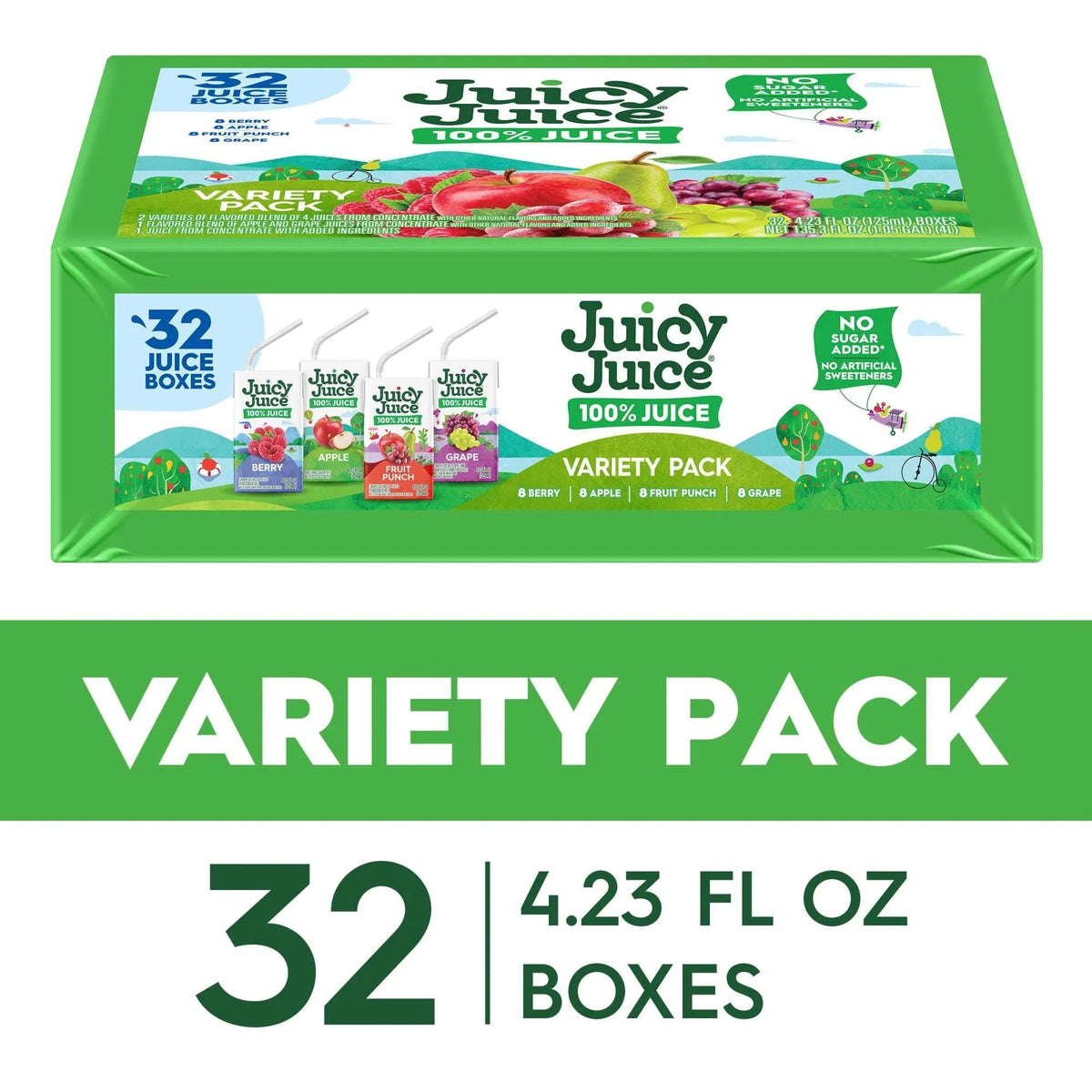 Juicy Juice 100% Juice, Shelf Stable Juice Box Variety Pack, 32 Count, 6.75 fl oz Boxes