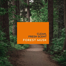 Forest musk scent message panel, orange text block