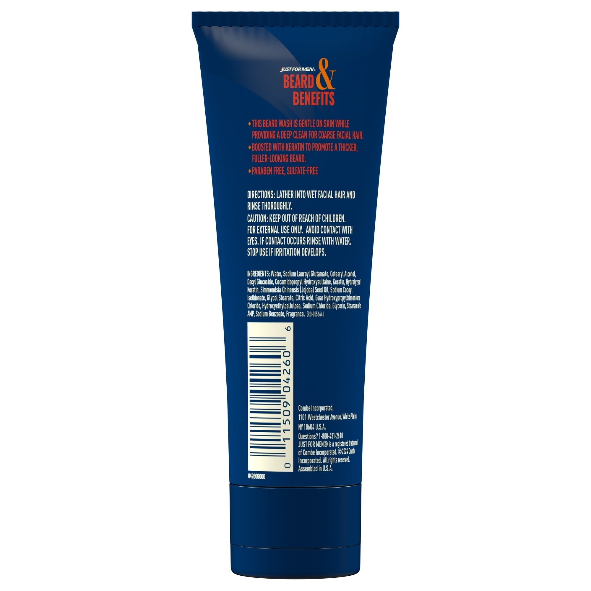 Just For Men Beard & Benefits Beard Wash, Beard + Face Wash for Thicker Looking Facial Hair - 6oz