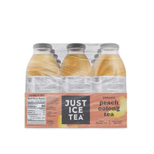 Organic peach oolong tea bottles, 12-pack with Nutrition Facts panel