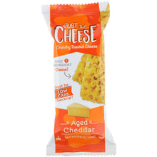 Aged cheddar cheese bar snack in orange retail bag with 2 bars shown