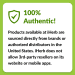 Green badge reading 100% Authenticity Guarantee