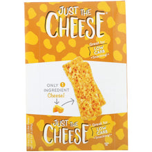 Aged cheddar cheese bar snack, crunchy toasted cheese, in retail package