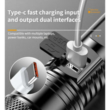 Flashlight charging area with Type-C input and dual output interfaces