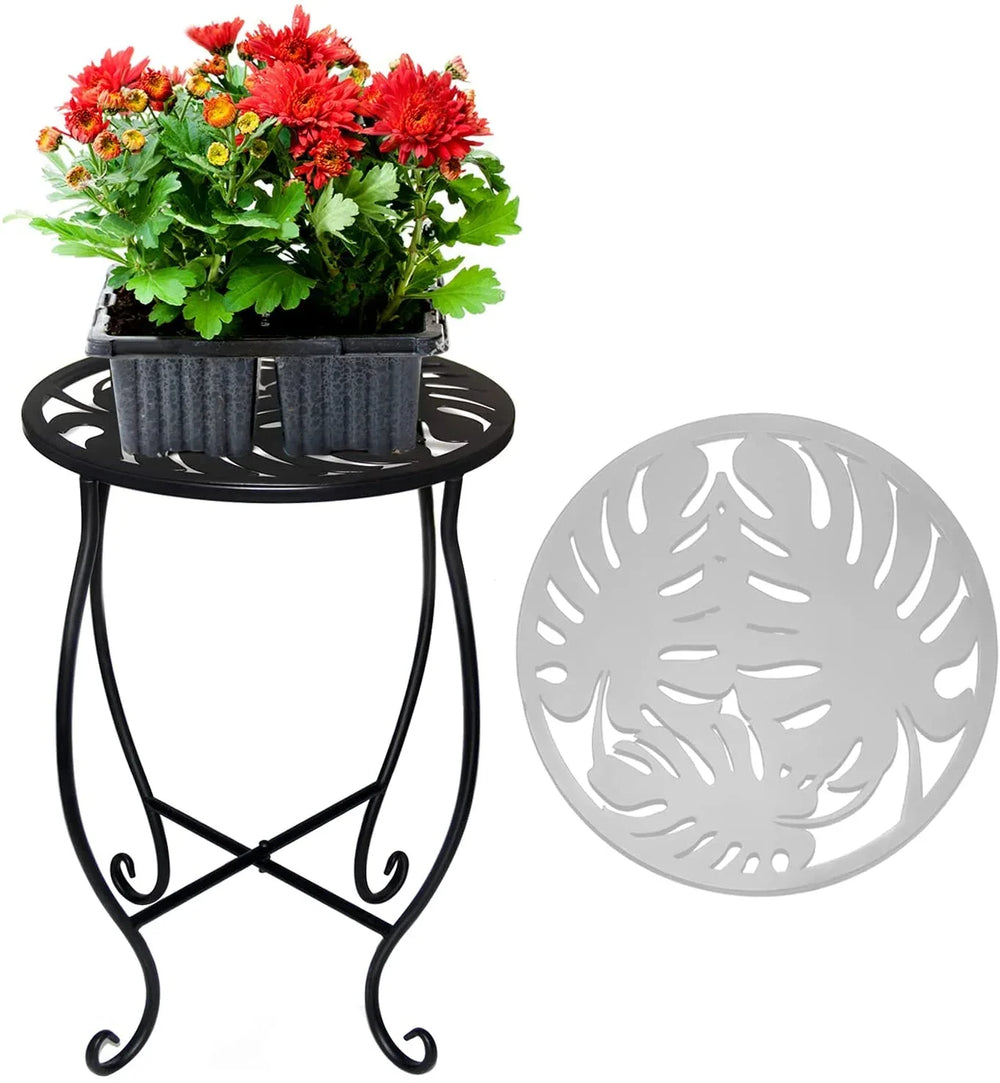 KABB 15'' Tall Plant Stand for Flower Pot Set of 1, Round Metal Plant Stand Indoor, Decorative Black Flower Pot Stand Plant Table - USA MEGA SHOP