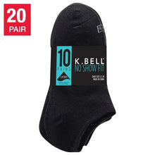 Black no-show socks with K. Bell branding, thin low-cut ankle style