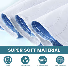 Close-up of light blue edge stitching on a folded waterproof bed pad