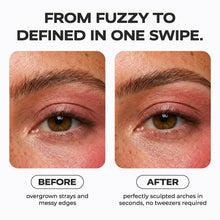 Eyebrow shaping before-and-after on skin, two side-by-side results