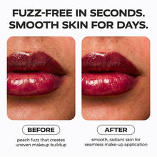 Skin smoothing before-and-after on lips, two side-by-side results