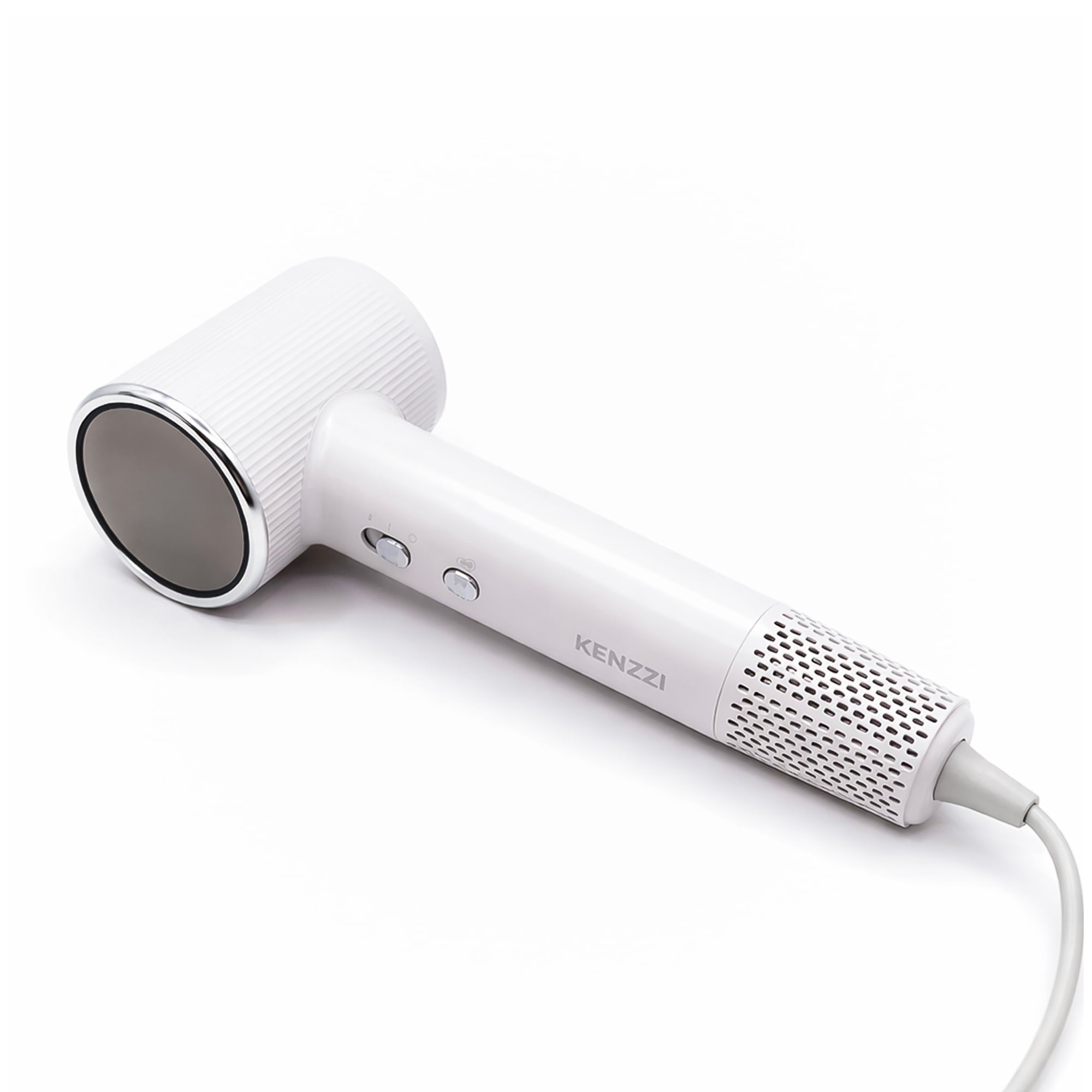 KENZZI Salon Pro+ Ionic Hair Dryer, 1300W High-Speed 110,000 RPM Brushless Motor with LED Display, White