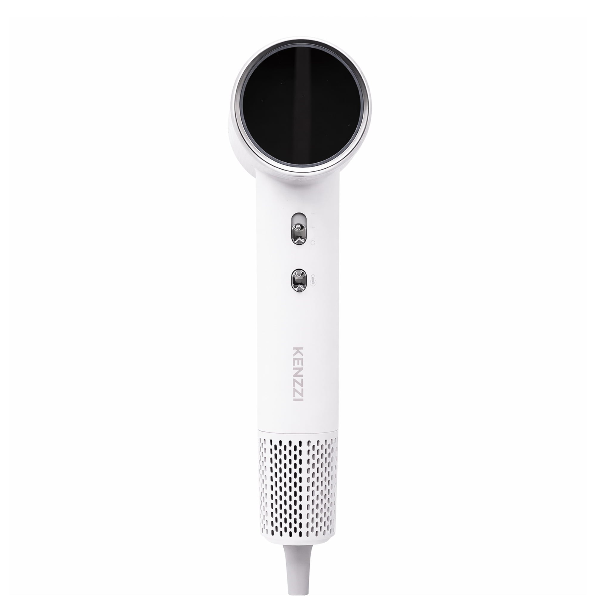 KENZZI Salon Pro+ Ionic Hair Dryer, 1300W High-Speed 110,000 RPM Brushless Motor with LED Display, White