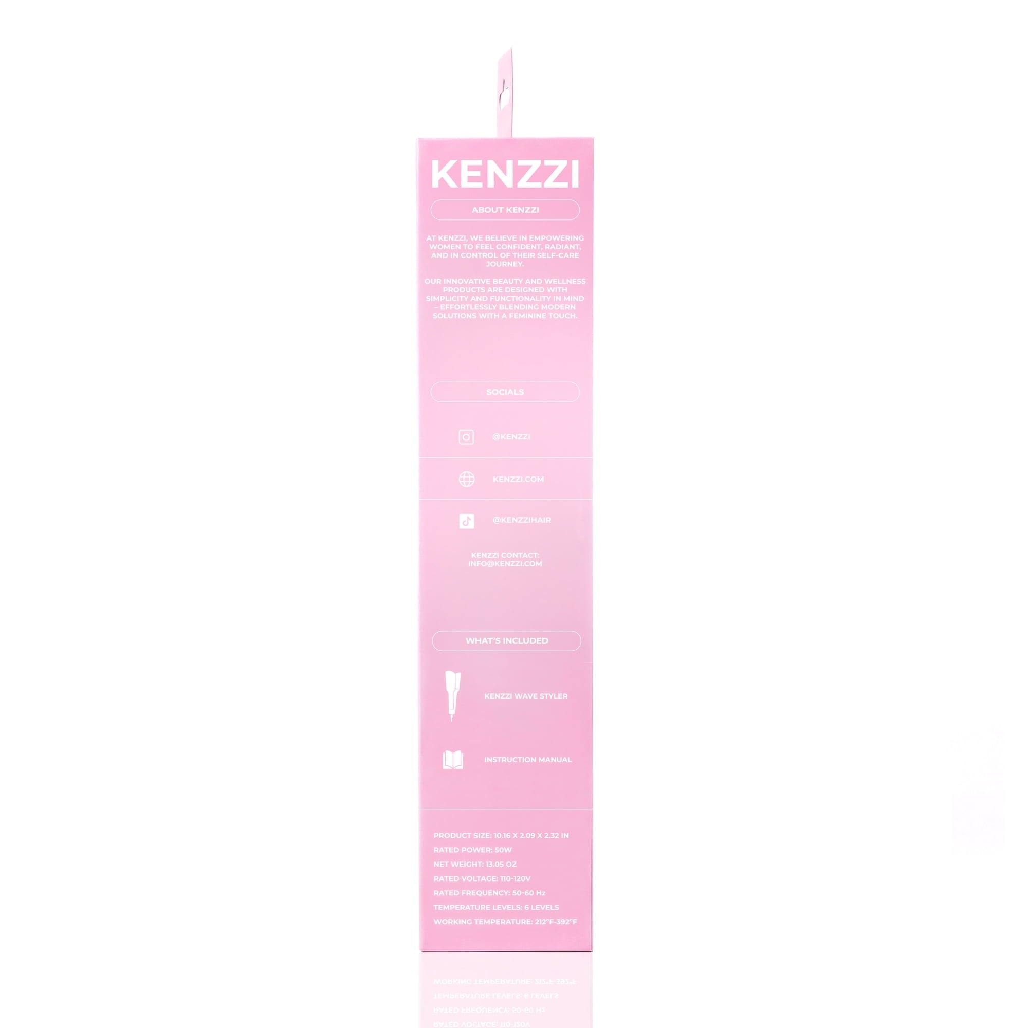 KENZZI Wave Styler 2-Barrel Hair Waver, 1.25 in, 6 Heat Settings, Pink