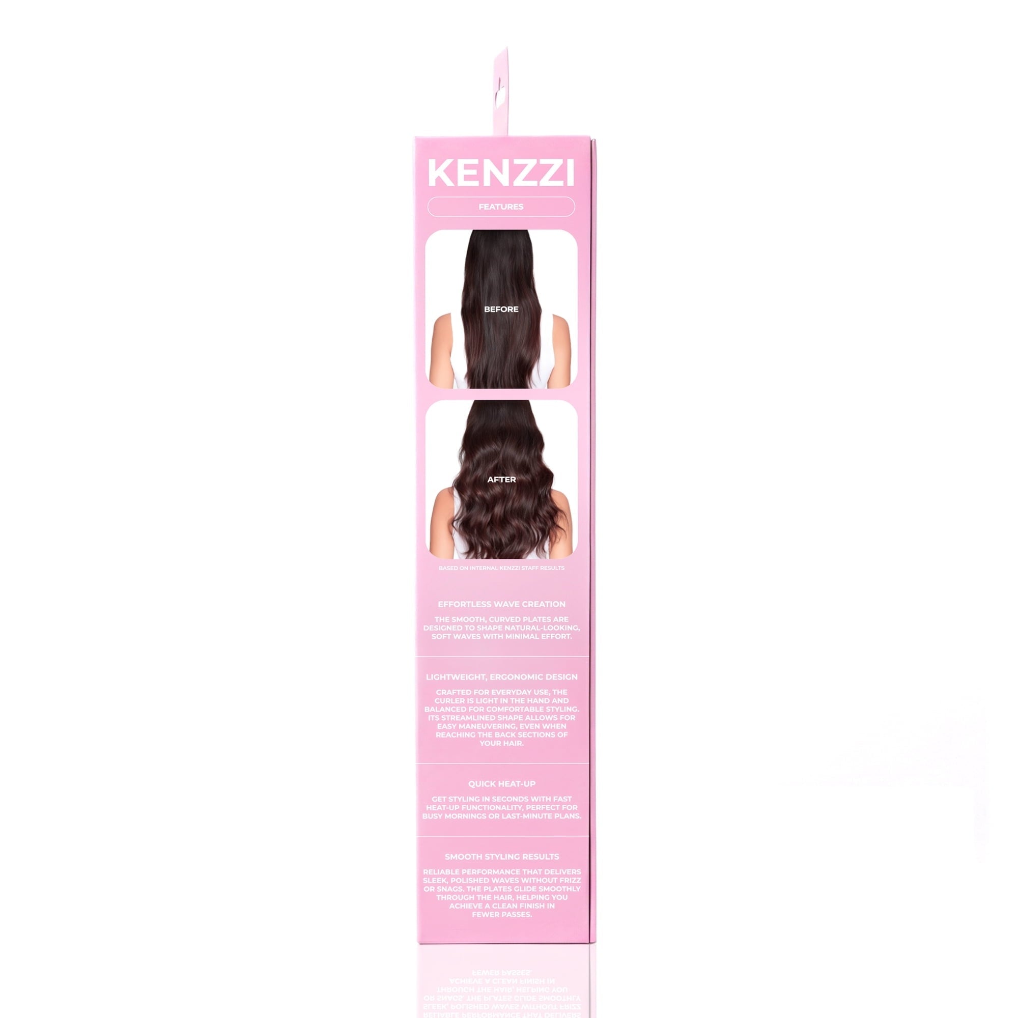 KENZZI Wave Styler 2-Barrel Hair Waver, 1.25 in, 6 Heat Settings, Pink