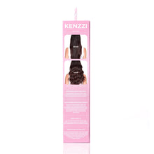 Tall pink product box with window showing before-and-after wavy hair graphics