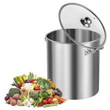 Stainless steel stockpot with lid and side handles, brushed silver finish