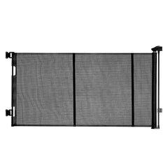 KFFKFF Retractable Baby Gate, Expands Up to 122 Inches Wide, 31.3 Inches High, with Durable Fiberglass Strips, Prevents Crawling, Mesh Pet Barrier for Decks, Doorways, Garages, Indoor Use, Black
