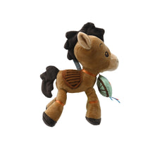 Bullseye plush activity toy with leaf accessory and dangling ribbon