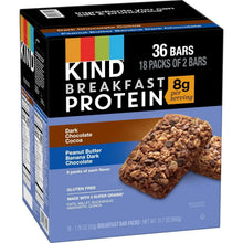 Protein breakfast bar box front, black/blue with 8g protein per serving and bar photo