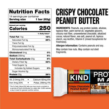 Protein bar nutrition facts and Crispy Chocolate Peanut Butter label on wrapper.