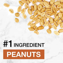 Peanuts ingredient focus graphic with #1 ingredient peanuts on protein bar pack.