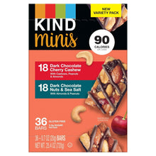 KIND Minis dark chocolate variety pack box with cherry cashew and nuts & sea salt bars