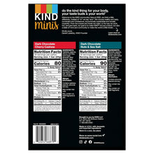 KIND Minis variety pack back panel with nutrition facts and ingredients
