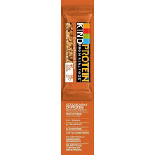 Orange protein bar wrapper with product info and nutrition callouts