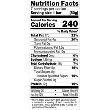Protein bar Nutrition Facts label showing Calories 240 and Protein 12g