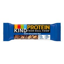 Protein bar wrapper, dark chocolate nut flavor with yellow PROTEIN branding