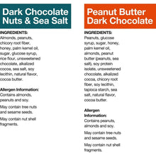 KIND snack bar ingredients label for dark chocolate nuts & sea salt and peanut butter.