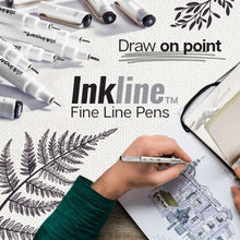 Inkline fine line pens set with black nibs shown during sketching