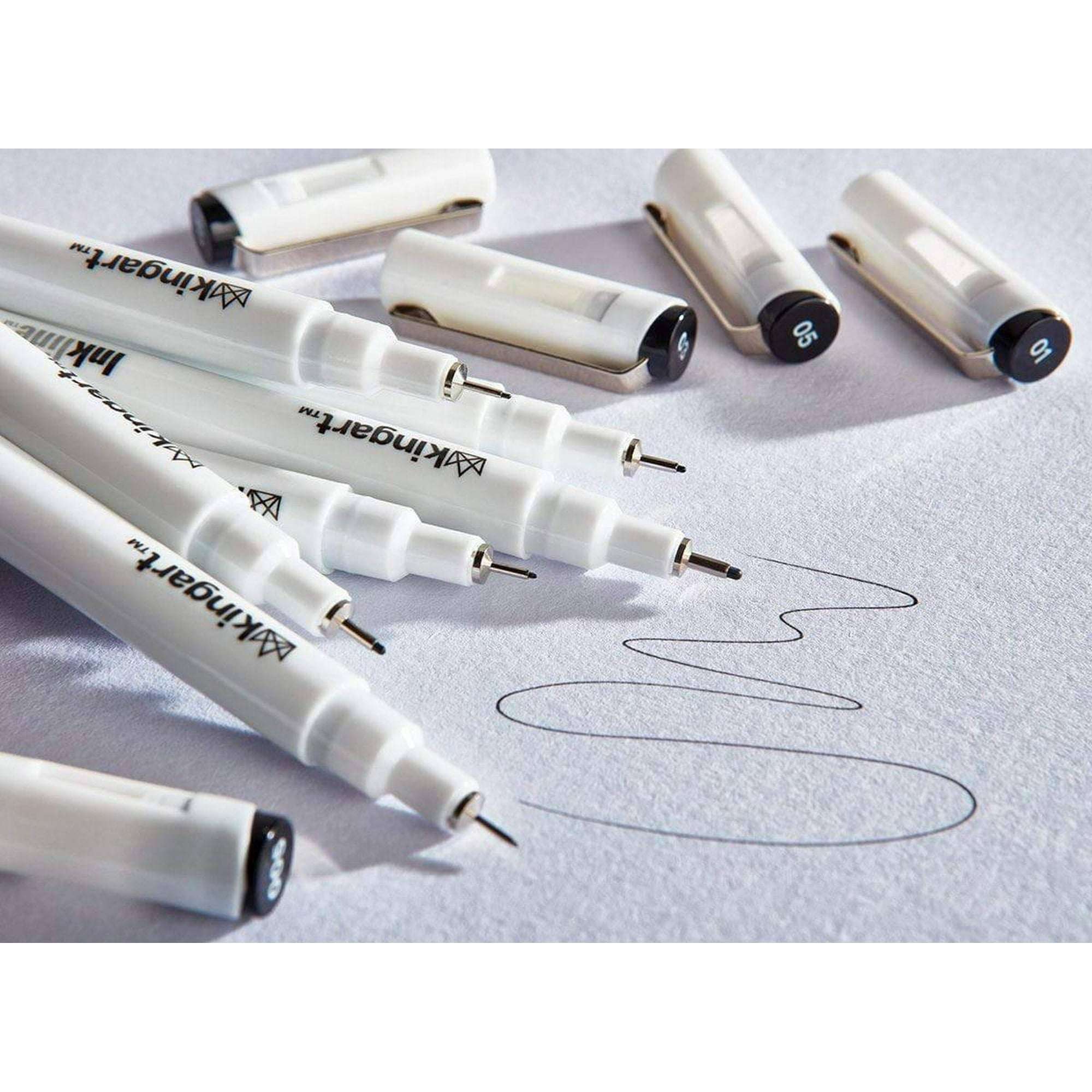 KINGART Inkline/Graphic Fine Line Drawing Pens Set – 10 Assorted Sizes, Archival Black Ink Art Illustration and Sketching