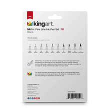 Inkline fine line ink pen set box showing 10 black tip sizes for sketching