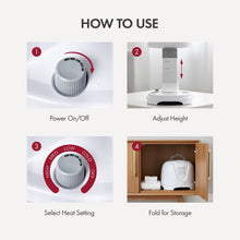 Bonnet hair dryer with power switch, adjustable height, and heat setting dial
