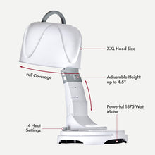 KISS bonnet hair dryer with full coverage hood, adjustable height up to 4.5in, 4 heat settings