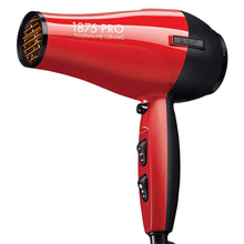 Red and black tourmaline ceramic hair dryer with black concentrator nozzle