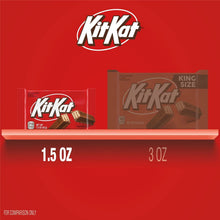 KIT KAT packaging comparison graphic showing 1.5 oz and 3 oz sizes
