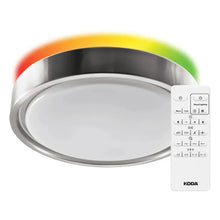 Round LED ceiling light with metal rim and remote control