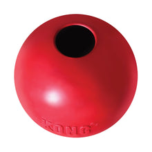 Red KONG® rubber dog ball toy with oval opening and molded KONG logo