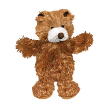 Brown plush teddy bear toy with white muzzle, round brown nose, arms extended