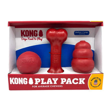 KONG Classic dog toy 3-pack: red rubber chew shapes in display box