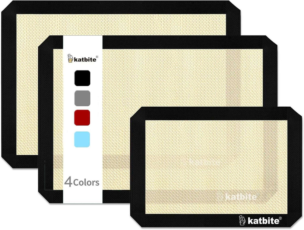 Katbite Silicone Baking Mat 3PCS 11.6 in x 16.5 in Reusable & Nonstick Bakeware Mats,Black - USA MEGA SHOP