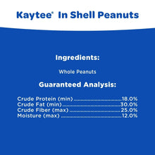 In-shell peanuts ingredients and guaranteed analysis label panel