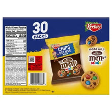Keebler cookie multipack box back with Nutrition Facts and 30 packs
